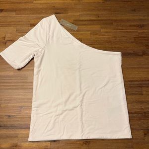 NWT J. Crew FormKnit one-shoulder elbow-sleeve T-shirt in white
